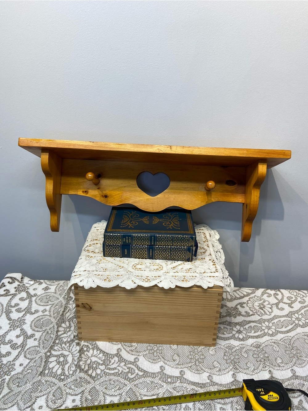 Pine Shelf with Heart Cut Out